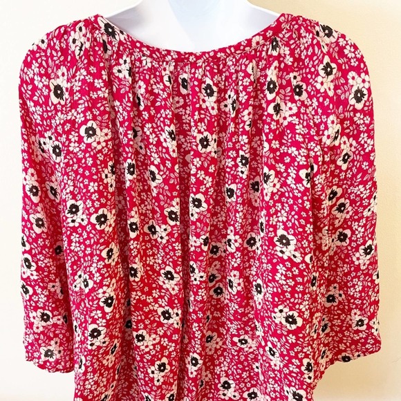 Zara Floral Print Kimono Sleeve Peasant Top XS - Picture 8 of 15